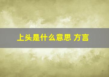 上头是什么意思 方言